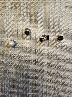 Hand Crafted Silver Tone Pins With Dammit Backs Accents with Pearl Details